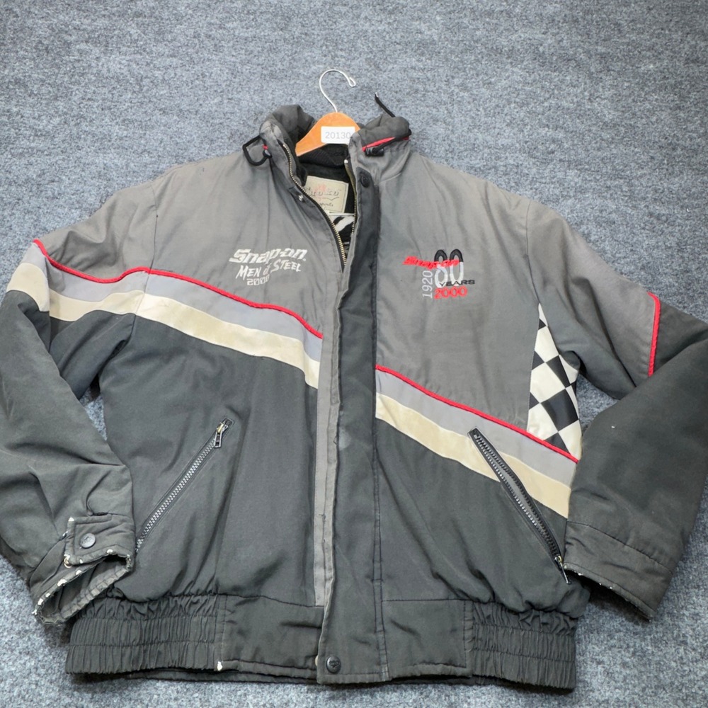 Vintage Snap-on Jacket Mens XL Gray Choko Men Steel 2000 Racing Snowmobile Y2K